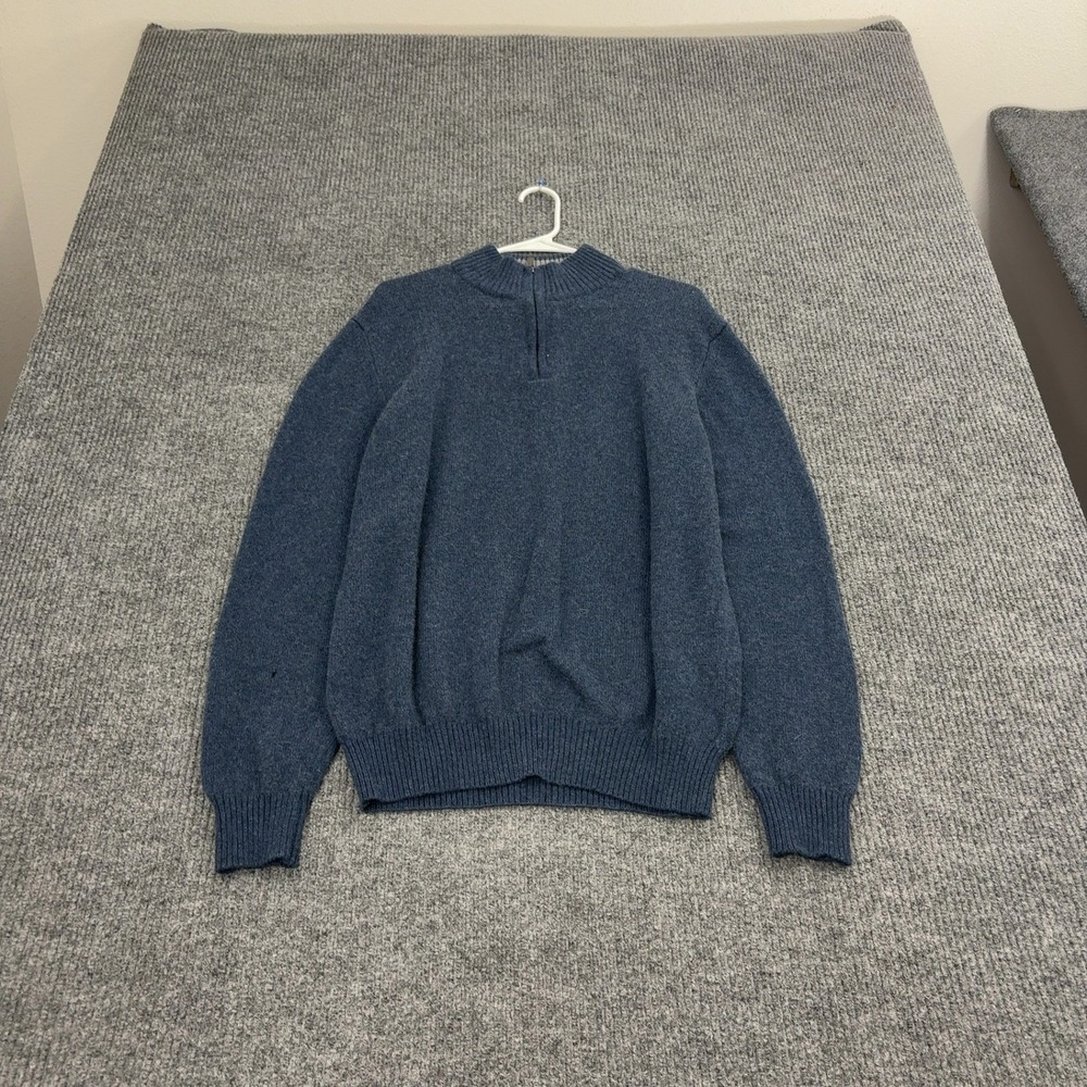 Giasone Sweater Mens XXL Blue Merino Wool Cashmere Quarter Zip Mock Neck Luxury